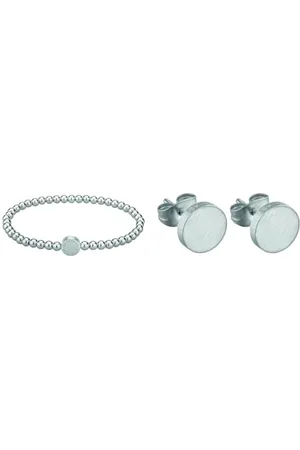liebeskind Beads-Armband LJ-0029-B-17 & Damen-Ohrstecker Edelstahl mattiert, LJ-0049-E-07, , One Size