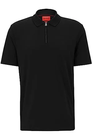 HUGO BOSS Herren Dekok233 Poloshirt aus Baumwoll-Mix mit Reißverschlussleiste Schwarz001 XS
