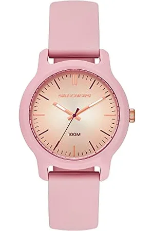 Skechers Uhr für Damen Ostrom, Dreizeiger Uhrwerk, 38MM Rosa Polycarbonat Gehäuse mit Silikonarmband, SR6266