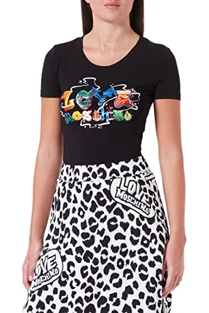 Moschino Damen Tight-fitting Short Sleeves With Graffiti Print T Shirt, , 40 EU