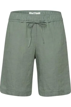 Brax Damen Style Mel B Bermuda Pure Linen Jeans Shorts, Matcha, 26W / 32L EU