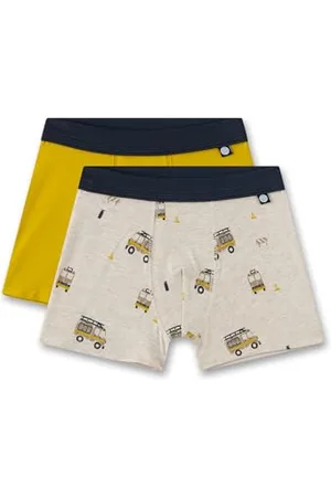 Sanetta Jungen-Hipshorts (Doppelpack) Gelb & Beigemelange | Hochwertige und nachhaltige Unterhose für Jungen aus Baumwolle. Inhalt: 2er Set Unterwäsche für Jungen 128