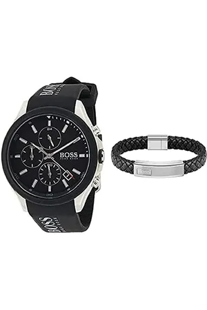 HUGO BOSS Watches and Jewelry Herren Chronograph Uhr und Schwarzes Lederarmband