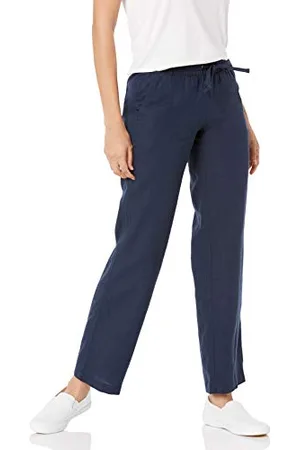 Amazon Damen Hose aus Leinengemisch mit Kordelzug lockere Passform weites Bein (in Übergröße erhältlich), , XL