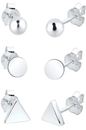 Elli Ohrringe Damen 3er Set Dreieck Kugel Kreis Geo in 925 Sterling