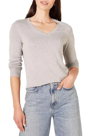 Amazon Damen Leichter, Langärmeliger Pullover Mit V-Ausschnitt, Klassischer Schnitt (Erhältlich In Übergröße), , S