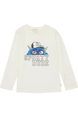 TOM TAILOR Jungen 1037523 Langarmshirt mit Monster-Print, 12906-Wool White, 104/110