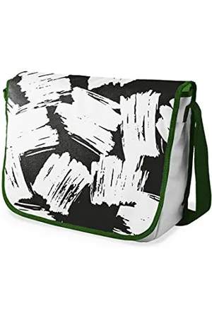 Bonamaison Le Jardin du Lin Digital Bedruckte Messenger Schultaschen mit Khaki Riemen für Mädchen und Jungen, Zurück zur Schule, Kuriertaschen für Schüler, Umhängetaschen, Größe: 29x36 Cm