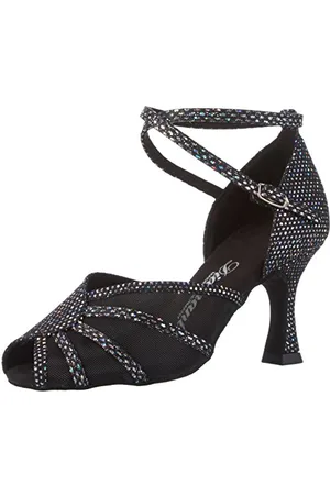 Diamant Damen Tanzschuhe 020-087-183 Standard & Latein, Schwarz (Schwarz-Silber), 43 1/3 EU (9 UK)