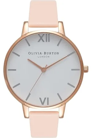 Olivia Burton Analog Quarzuhr für Damen Kollektion White DIAL mit Beiges Lederarmband - OB16BDW21