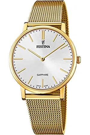 Festina Uhr Für Herren F20022/1 Swiss Made Edelstahl Case GoldEdelstahl Band