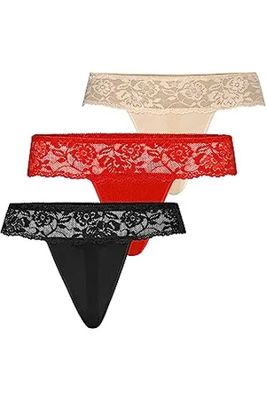 Teyli Damen String Tanga aus Mesh mit Spitze 3er Pack L