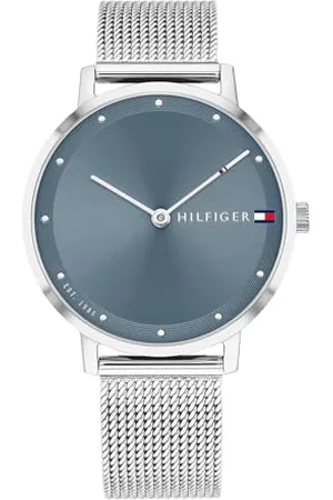 Tommy Hilfiger Zwei-Zeiger-Quarzwerk-Uhr für Damen mit Silbernes Edelstahl-Mesh-Gliederarmband - 1782149