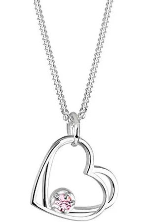 Elli Halskette Silber 925 Herz Anhänger Damen Kette Kristall, Schmuck Geschenke für Frauen Mädchen Mama Freundin, Silberkette Länge 45cm