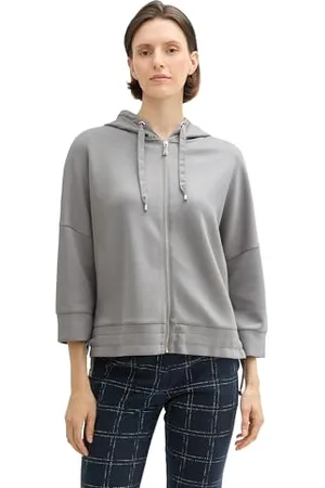 TOM TAILOR Damen 1043171 Sweatjacke mit Kapuze, 10921-Explicit Grey, 42