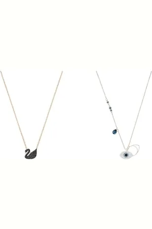 Swarovski Iconic Swan Anhänger, Schwan, Klein, Schwarz, Roségold-Legierungsschicht & Symbolic Anhänger, Böser Blick, Blau, Metallmix