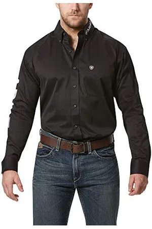 Ariat Herren Big and Tall Team Logo Langarm Twill Shirt - Schwarz - XX-Large-Hoch