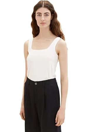 TOM TAILOR Damen 1038609 Basic Top, 10315-Whisper White, XL