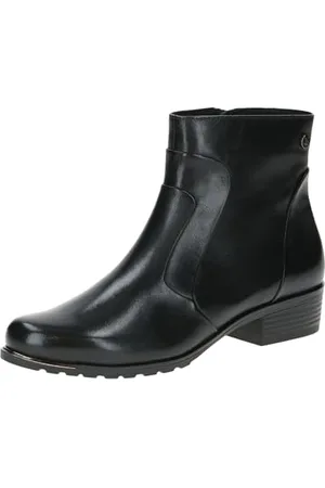 Caprice Damen Stiefeletten mit Absatz aus Leder mit Reißverschluss, Schwarz , 39 EU