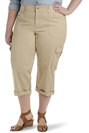 Lee Austyn Damen Cargo-Caprihose, Übergröße, entspannte Passform, Strick, Taille, , 48 Mehr