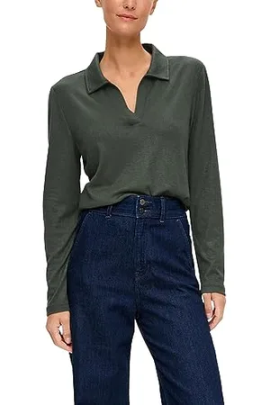 QS by s.Oliver Damen T-Shirt Langarm Green 34