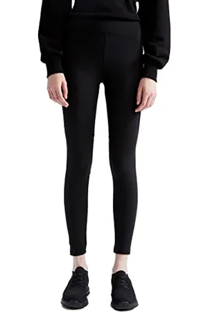 DeFacto High Waist Leggings für Damen - Sport Tights für Damen Sporthose Black,L
