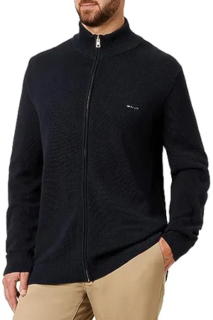 GANT Herren Cotton Pique Zip Cardigan Strickjacke, Evening Blue, XXL EU