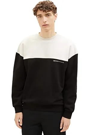 TOM TAILOR Herren 1037601 Relaxed Fit Colorblock Sweatshirt mit Rückenprint, 29999-Black, S