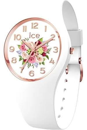 Ice-Watch ICE flower White bouquet - Weiße Damenuhr mit Silikonarmband - 021742 (Medium)