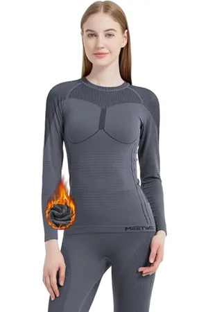 MEETWEE Thermounterwäsche Funktionsunterwäsche Damen, Skiunterwäsche Winter Set Atmungsaktiv Lange Thermo Unterwäsche Suit Thermowäsche Unterhemd + Unterhose