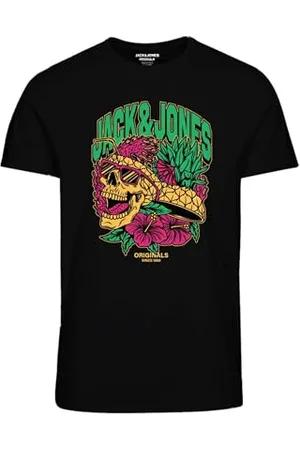 JACK&JONES JUNIOR Jungen JORSEQUOIA Tee SS Crew Neck 2 FST JNR T-Shirt, Black, 140 cm