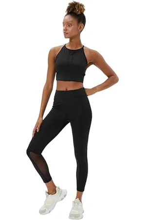 Koton Women Transparent Detail Medium Rise Leggings