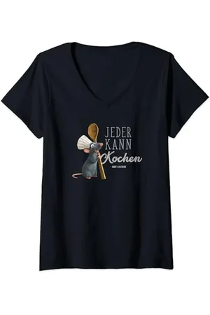 Disney Pixar Ratatouille Jeder Kann Kochen T-Shirt mit V-Ausschnitt
