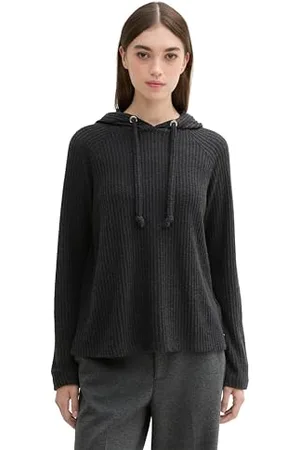 TOM TAILOR Damen 1044663 Basic Hoodie mit Kapuze, 10522-Shale Grey Melange, 42