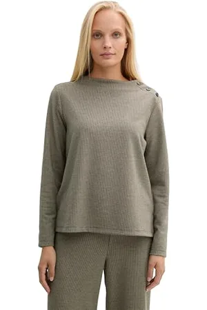TOM TAILOR Damen Sweatshirt mit Knopfleiste, , XXL