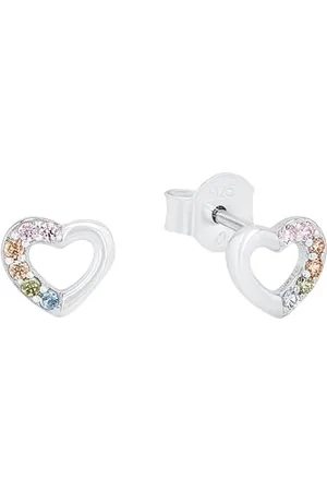 Prinzessin Lillifee Ohrstecker 925 Sterling Silber Mädchen Kinder Ohrschmuck, mit Zirkonia synth., 0,5 cm, Silber, Herz, Kommt in Schmuck Geschenk Box, 2024376
