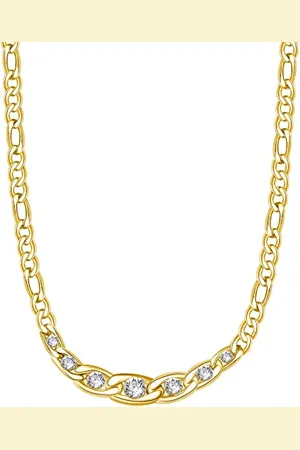 Brosway Halskette Symphonia für Damen aus 316L-Edelstahl mit 14 Karat Beschichtung und Kristallen, Karabinerverschluss, Länge: 44 cm, BYM98