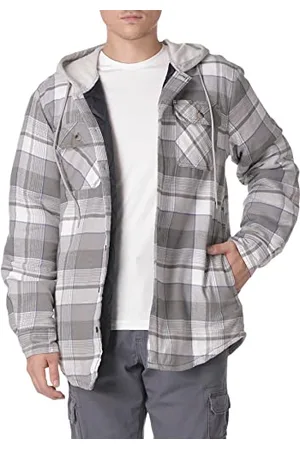 Wrangler Herren Long Sleeve Quilted Lined Flannel Shirt Jacket with Hood Hemd mit Button-Down-Kragen, , Klein