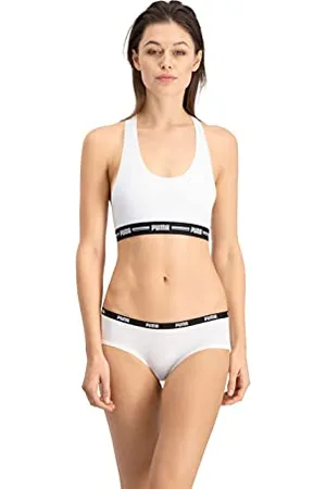 PUMA Damen Hipster Unterwäsche, Weiß, M (2er Pack)