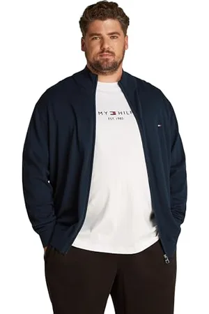Tommy Hilfiger Herren Pullover mit Reißverschluss Essential Cotton Zip Thru Mock-Kragen, Blau (Desert Sky), 3XL