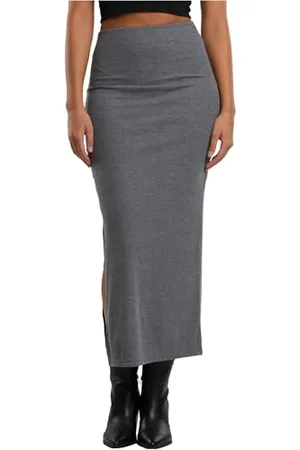 Urban classics Damen Tb6940-ladies Rib High Slit Skirt, , S EU