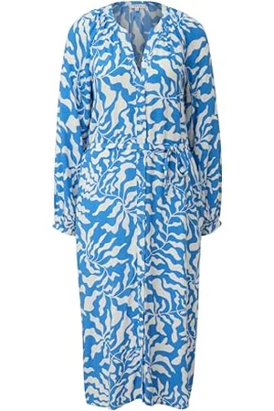 QS by s.Oliver Damen 2145184 Midi Kleid mit Allover Muster, |weiß 55A1, 40