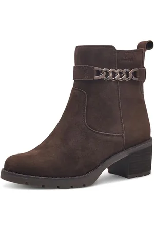 Tamaris COMFORT Damen Stiefeletten mit Absatz aus Leder Blockabsatz, Braun , 39 EU