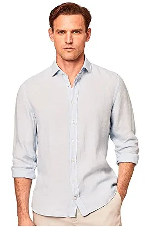 Hackett Herren Garment Dyed Linen K Hemd, , XXL