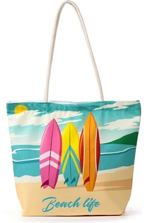 Puckator Strandtasche aus Baumwolle - Surfbretter - Beach Life - Strandtasche, , Böhmisch