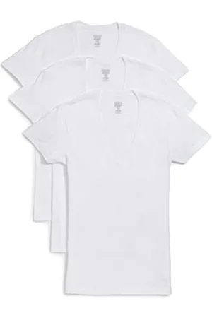 2Xist )IST Herren Baumwolle Slim Fit Tiefer V-Ausschnitt T-Shirt Multipack - Wei - Klein