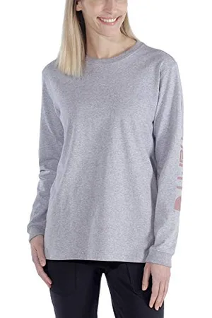 Carhartt Damen Loose Fit, schweres, langärmliges T-Shirt mit Logo-Grafik auf dem Ärmel, , S