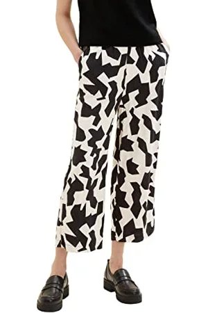TOM TAILOR Damen 1036866 Culotte Hose, 32145-Black Big Abstract Design, 40 / 26L