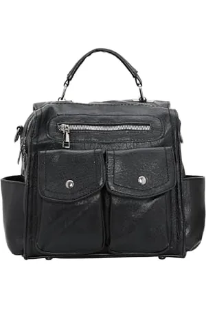 Faina Damen Hochwertiger Leder, vielseitig lässig, multifunktionaler quadratischer Rucksack mit großem Fassungsvermögen