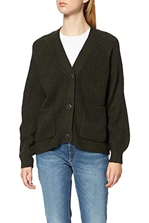 Noisy May Damen Strickjacke | Langarm V-Ausschnitt Cardigan Knitted Basic | Stretch Sweater NMTIMMY, Farben:Dunkelgrün, Größe:38